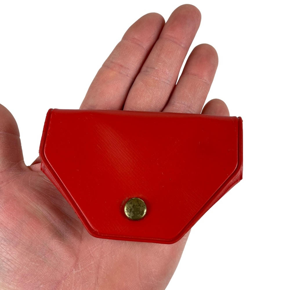Vintage Mini Accordion Change Coin Purse Wallet Small Tiny Red Snap Closure WI